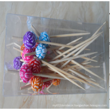 New Design Colorful Bamboo Salad Skewers